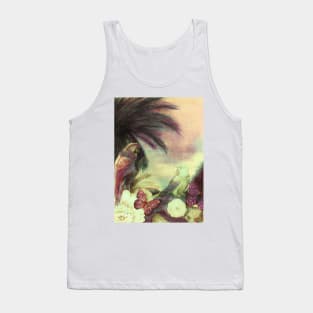 DUSKY PINK PASTEL, EXOTIC ISLAND PARROT PRINT, TROPICAL FLOWERS DECO DESIGN HOLIDAY POSTER Tank Top